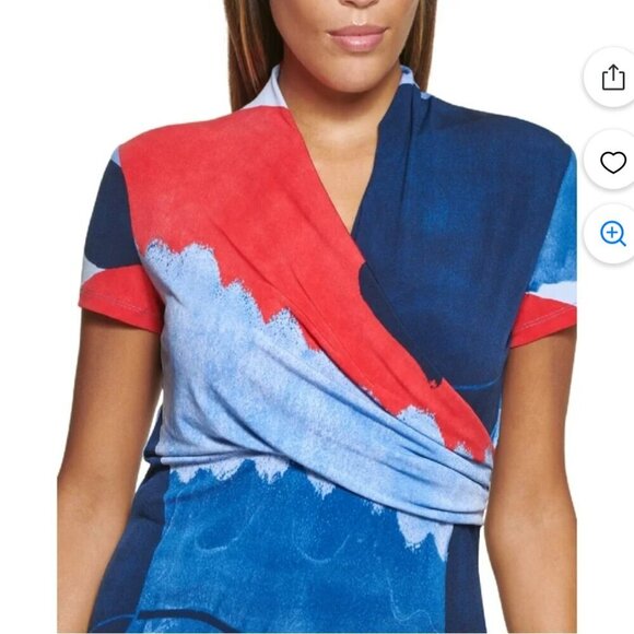 DKNY Women's Printed Wrap Front Top sz XXL - Picture 6 of 7